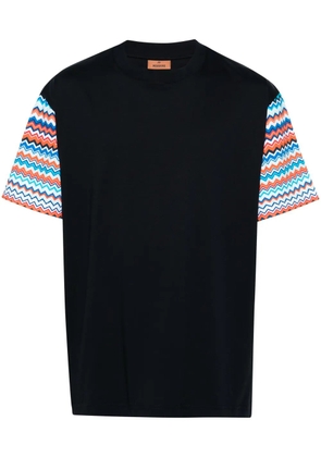 Missoni zigzag-sleeves cotton T-shirt - Blue