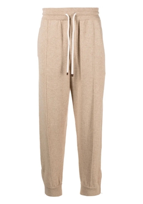 Brunello Cucinelli intarsia-knit cashmere track pants - Neutrals