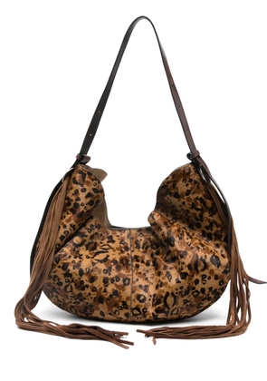 Htc Los Angeles fringed animal-print shoulder bag - Brown