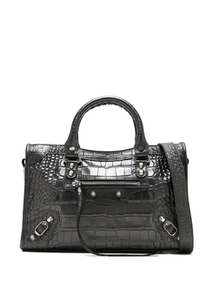 Balenciaga small Le City crocodile-effect zip-fastening tote bag - Black