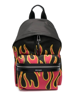 Palm Angels Flames print backpack - Red