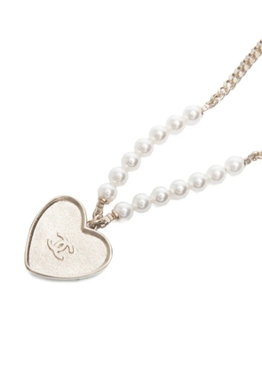 CHANEL Pre-Owned 2024 Chanel CC Mark heart pearls necklace - Pink