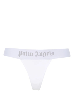 Palm Angels logo-waistband jersey thong - White