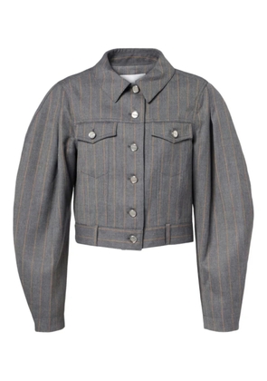 GANNI pinstripe balloon-sleeves jacket - Grey