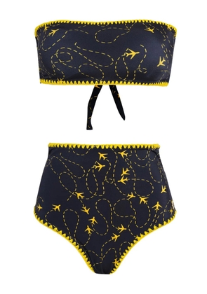 Brigitte plane-print bikini set - Blue