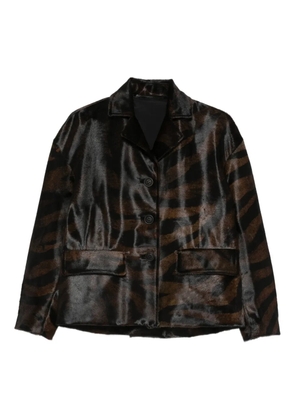 Santoro flap-pocket animal-print leather jacket - Black