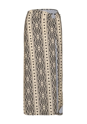 Johanna Ortiz Nuevo Destino printed slit midi skirt - Neutrals