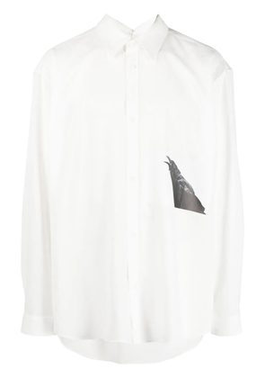 Yuiki Shimoji crow-print shirt jacket - White