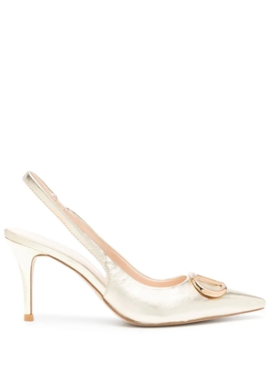TWINSET 80mm Oval T leather pumps - Gold