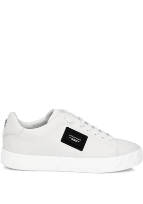 Philipp Plein plaque detail leather low-top trainers - White