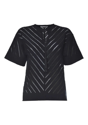 Jil Sander striped short-sleeved top - Black