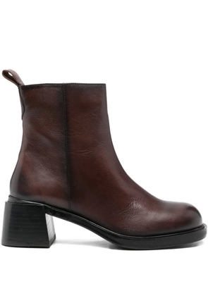 CAFèNOIR 50mm pull-tab block-heel boots - Brown