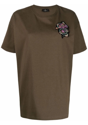 ETRO beaded motif-patch oversized T-shirt - Green