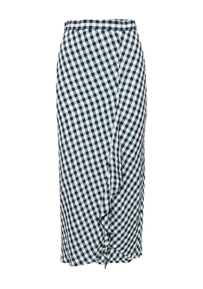 Maje check-print ruffle skirt - Blue