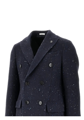 BRERAS MILANO speckled double-breasted coat - Blue