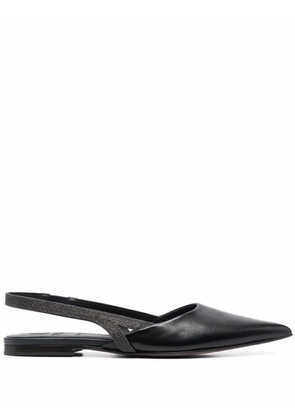Brunello Cucinelli Monili-chain leather ballerina shoes - Black