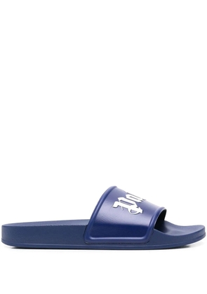 Palm Angels logo-print slides - Blue