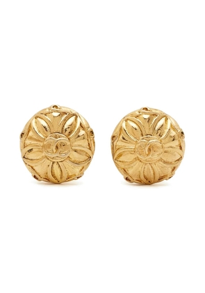 CHANEL Pre-Owned flower CC medallion earrings - Gold
