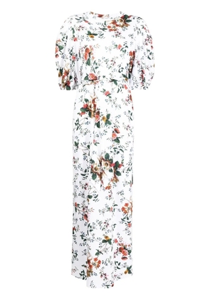 ERDEM puff-sleeve maxi shirt dress - White