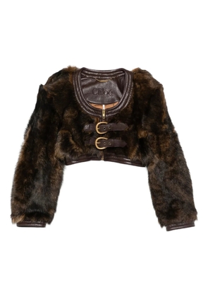 Chloé shearling cropped jacket - Brown