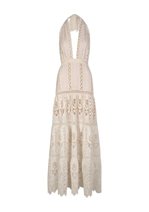 Johanna Ortiz Luz Tropical halter-neck maxi dress - White