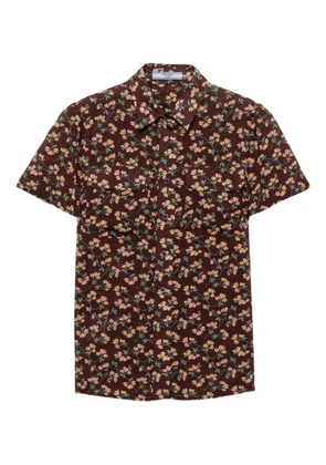 Prada floral-pattern patch-pocket shirt - Brown