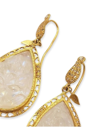 COOMI 20K yellow gold diamond and moonstone carved antiquity earrings