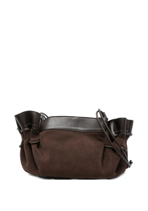 Hereu Arta ruffled suede shoulder bag - Brown