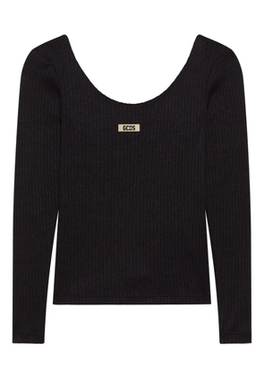 GCDS logo-patch long-sleeve T-shirt - Black