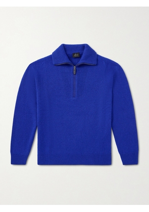 Brioni - Cashmere and Silk-Blend Half-Zip Sweater - Men - Blue - IT 46