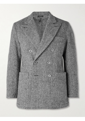 Drake's - HIM Games Double-Breasted Herringbone Wool-Tweed Blazer - Men - Gray - UK/US 36