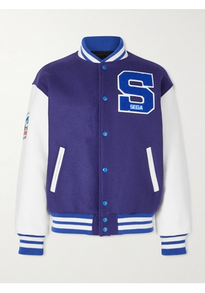 SAINT MXXXXXX - SEGA Wool-Blend and Leather Varsity Jacket - Men - Blue - S