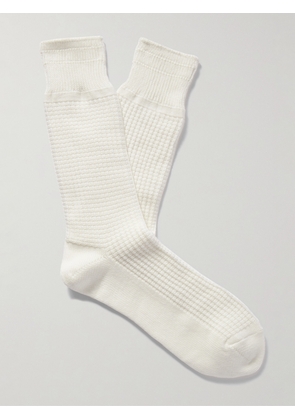 Mr P. - Waffle-Knit Cotton-Blend Socks - Men - Neutrals
