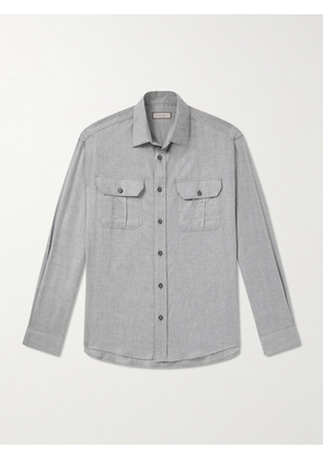 Canali - Cotton and Cashmere-Blend Shirt - Men - Gray - S