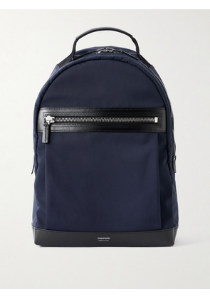 TOM FORD - Leather-Trimmed Nylon Backpack - Men - Blue