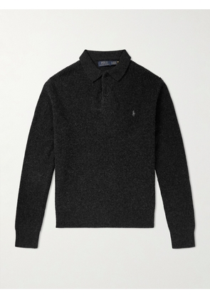 Polo Ralph Lauren - Logo-Embroidered Waffle-Knit Wool and Cotton-Blend Polo Shirt - Men - Gray - XS