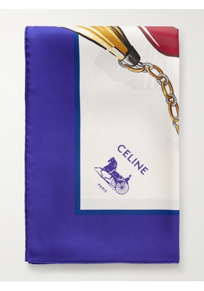 CELINE - Printed Silk Scarf - Men - Blue