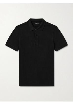 TOM FORD - Slim-Fit Lyocell and Cotton-Blend Piqué Polo Shirt - Men - Black - IT 44