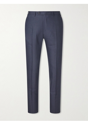 Canali - Tapered Linen and Wool-Blend Twill Suit Trousers - Men - Blue - IT 46