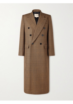 Valentino Garavani - Double-Breasted Prince of Wales Checked Virgin Wool Coat - Men - Brown - IT 46