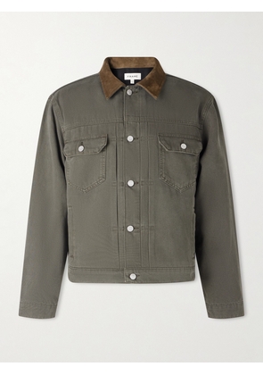 FRAME - Suede-Trimmed Cotton-Canvas Trucker Jacket - Men - Green - XS