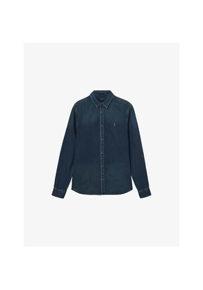 Mens Allsaints Gleason Logo-Embroidered Regular-Fit Denim Shirt