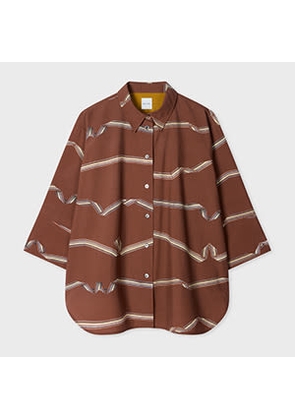 Paul Smith Women's Rust Brown 'Signature Stripe' Ribbon Print Shirt Red