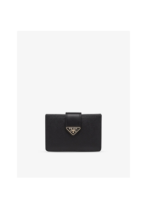 Womens Prada Logo-Plaque Leather Card Holder