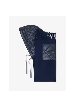 Womens Maje Tie-Neck Wool and Shell Hooded Poncho