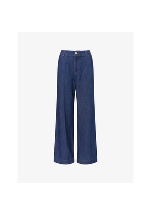 Womens 7 For All Mankind Pleated Wide-Leg Stretch-Woven Trousers