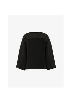 Womens Leem Quilted Embroidered Wool-Blend Top