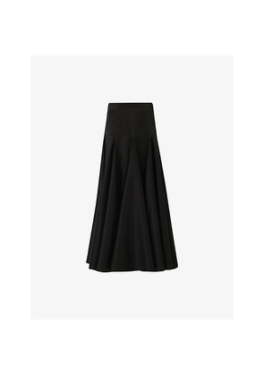 Womens Leem Flared Godet Woven Midi Skirt