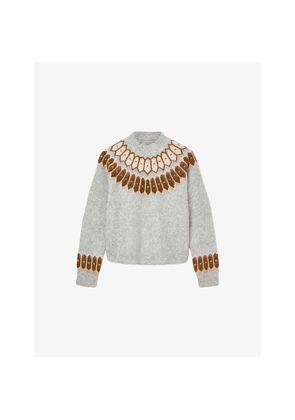 Womens Allsaints Clyde Funnel-Neck Stretch Wool and Alpaca-Blend Jumper