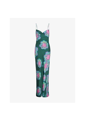 Womens Omnes Ginny Floral-Print Satin Maxi Dress